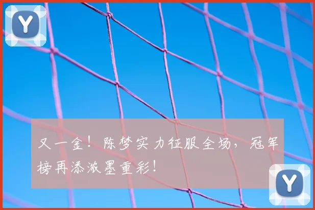 又一金!陈梦实力征服全场,冠军榜再添浓墨重彩!